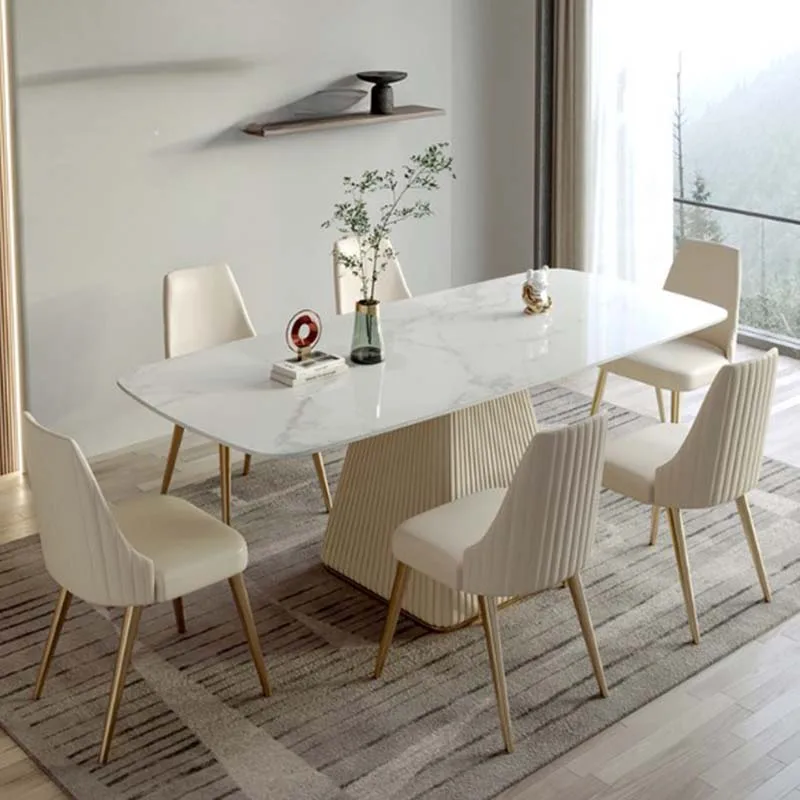 

Modern Rectangular Table Extendable Long Marble Modern Living Room Dining Table Luxury Design Luxury Muebles Unique Furniture