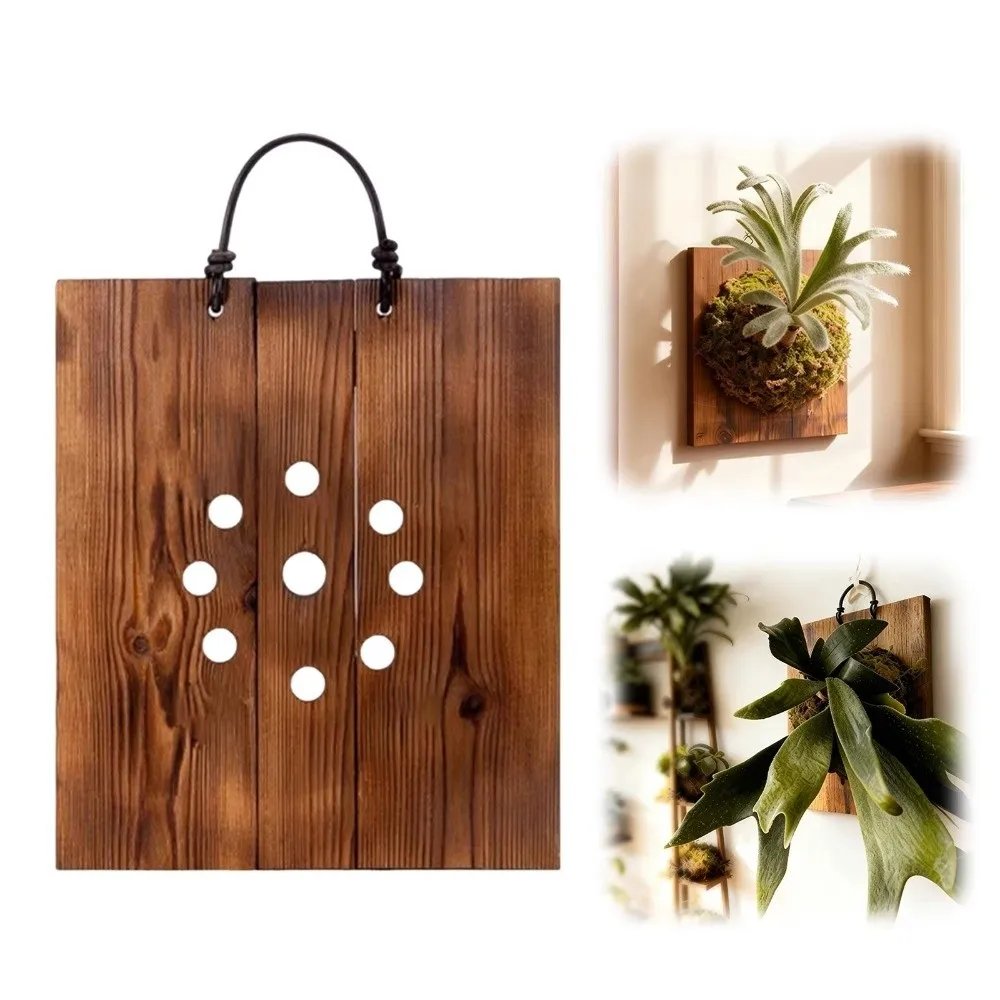 Wood Staghorn Fern Mounting Board Hanging Wall Mounted Staghorn Fern Board Perforated Board Wooden Plant Board