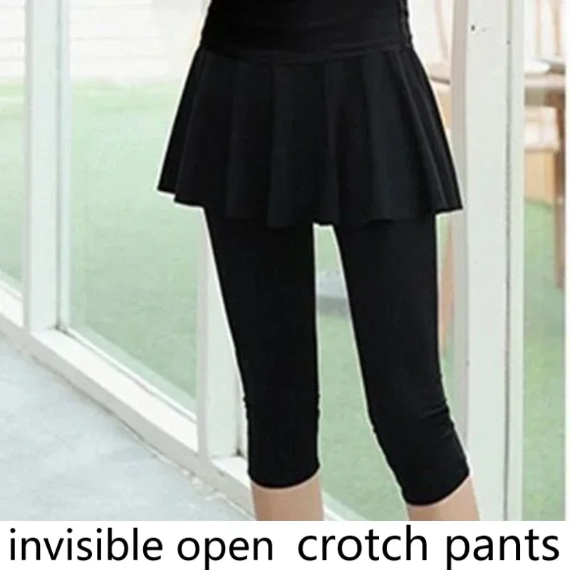 Pure Cotton Pleated Skirt Fake Two-piece Leggings Invisible Zipper Open Pants Female Outdoor Sex Free Hit The Field Wear Sexy