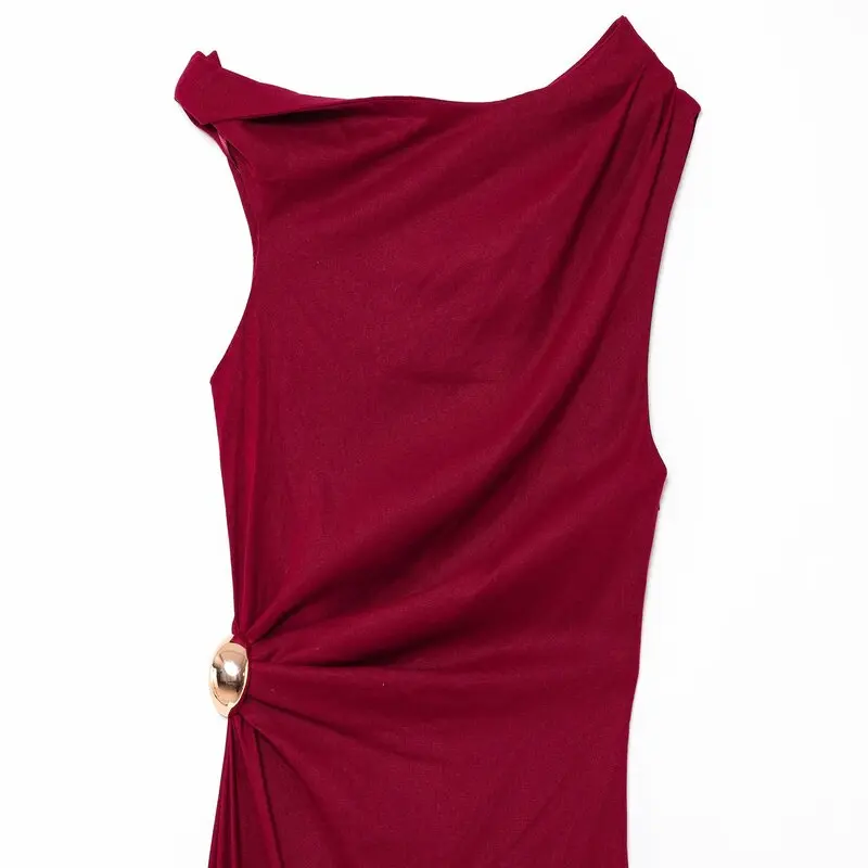 여름 신상 여성 패션 린넨 혼방 플리츠 미디 드레스 다용도 싱글 피스 민소매 우아한 스타일 2025