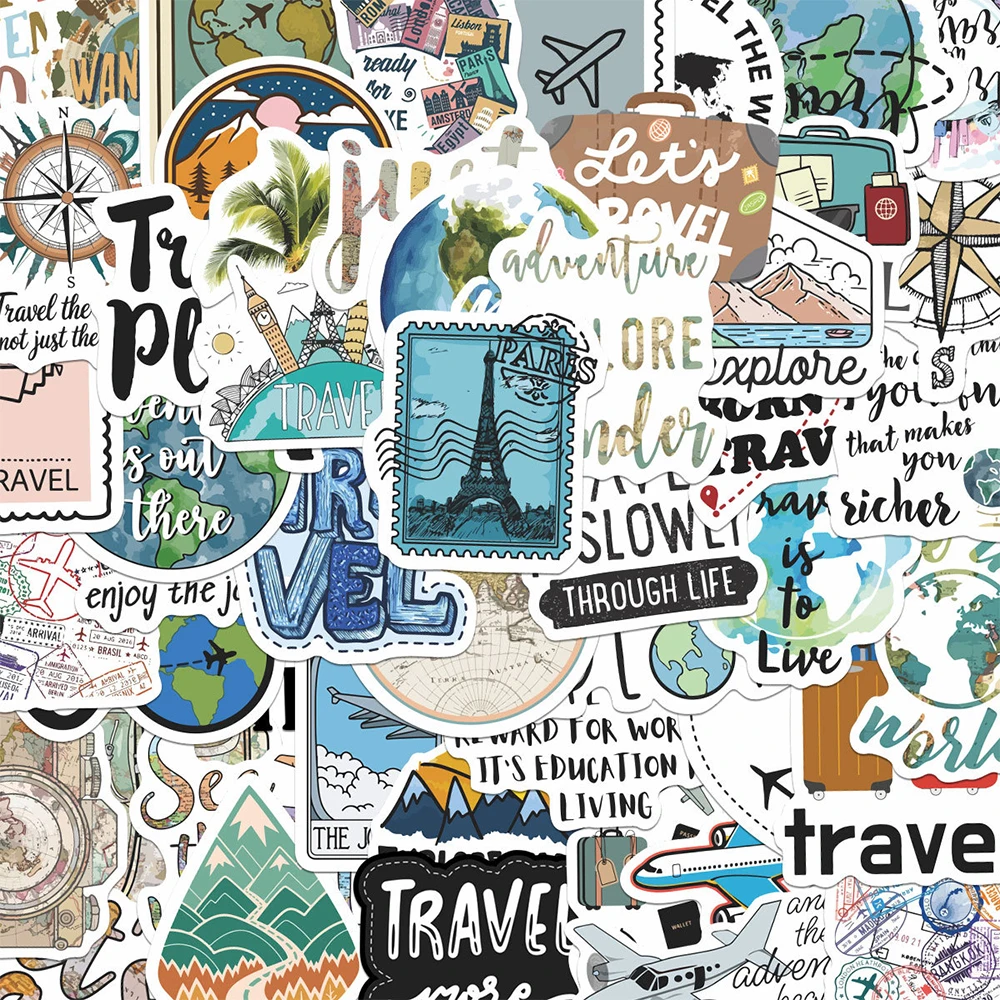

10/30/50pcs Cartoon Travel Stickers The Journey Graffiti Sticker DIY Scrapbooking Luggage Phone Laptop Waterproof Decals Packing