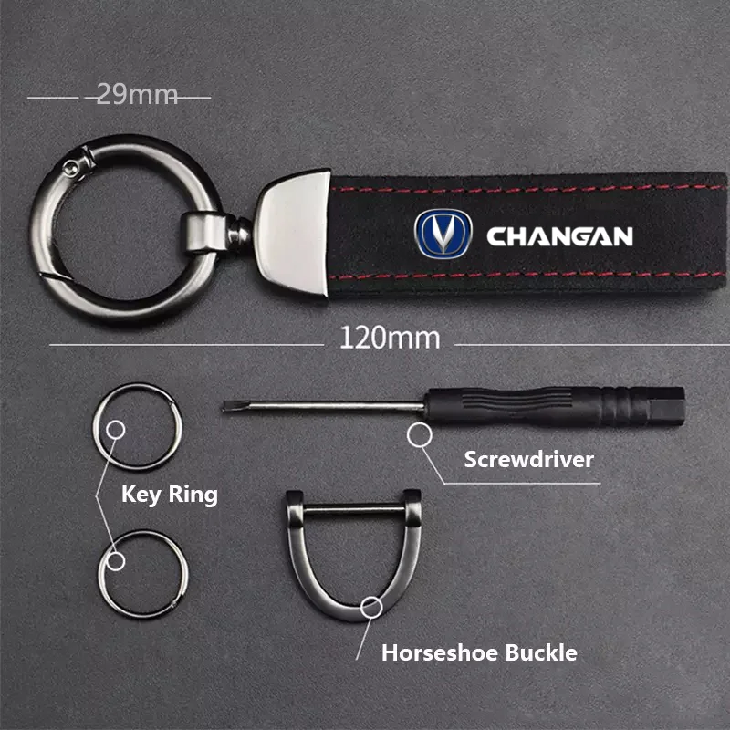 Anti-lost Metal Keychain Buckle Suede Leather Car Styling keychain for changan CS75 PLUS CS95 CS35 alsvin CS15 CS55 Eado