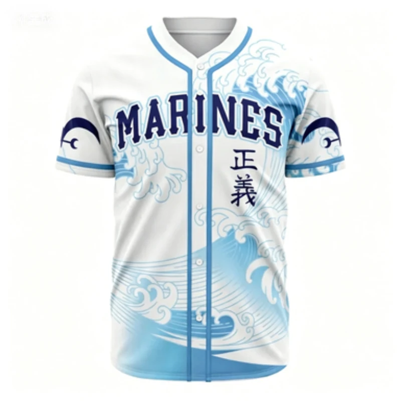 Maillot de baseball rafraîchissant été 2026 avec éléments anime, cardigan respirant pour homme, t-shirt à manches courtes