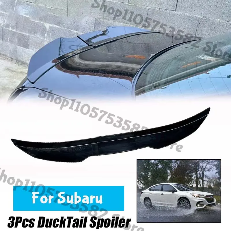 3Pcs Ducktail High Kick Trunk Spoiler For Subaru Universal Rear Boot Wing For Multi Models Car