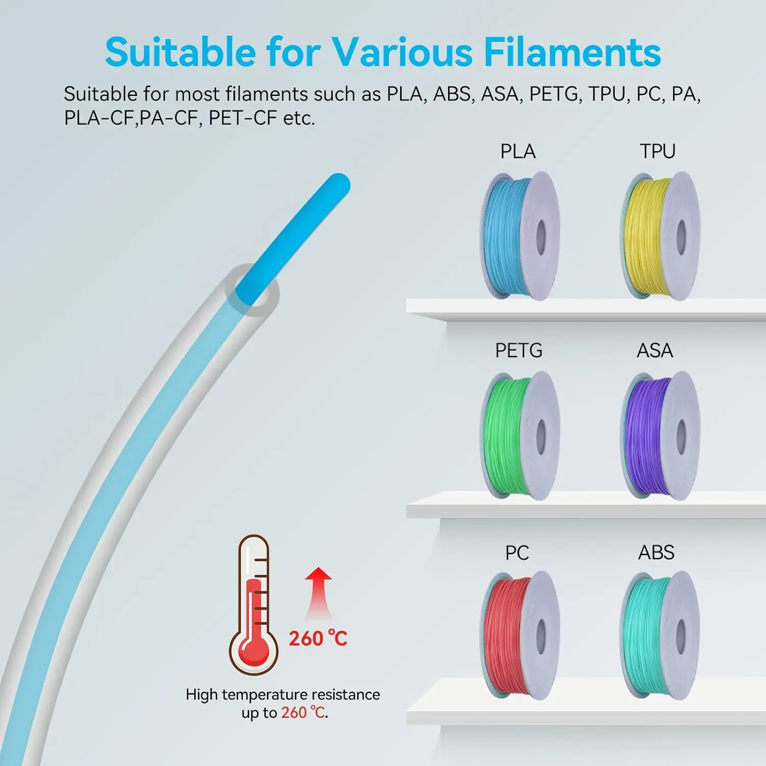 バンブーラボ PTFEチューブ P1P AMS A1 ミニ3Dプリンター テフロンパイプ 1.75mm バンブーラボ PTFEチューブ 4/8m 透明ホワイト AMS LITE用