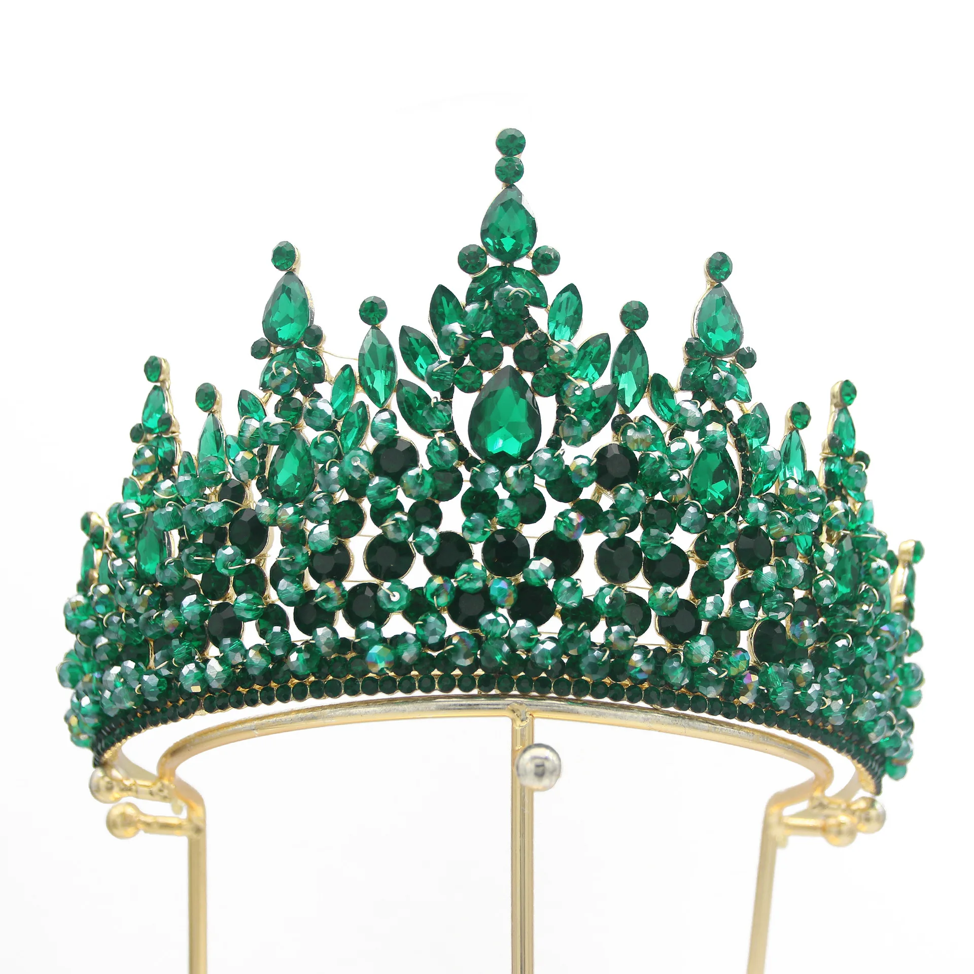 Electroplated Alloy Rhinestones Crowns For Queens Luxurious Pure Light Luxury Wedding Bridal Accessories with Handmade Beads