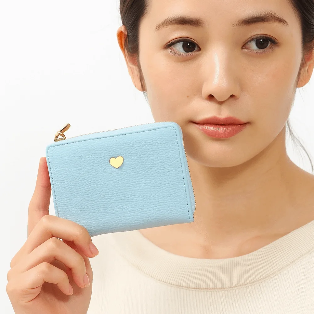 الإبداعية سستة اثنين أضعاف المحفظة بلون الحب القلب المرأة محفظة قصيرة مكافحة فقدان سعة كبيرة محفظة نسائية للعملات المعدنية الأعمال
