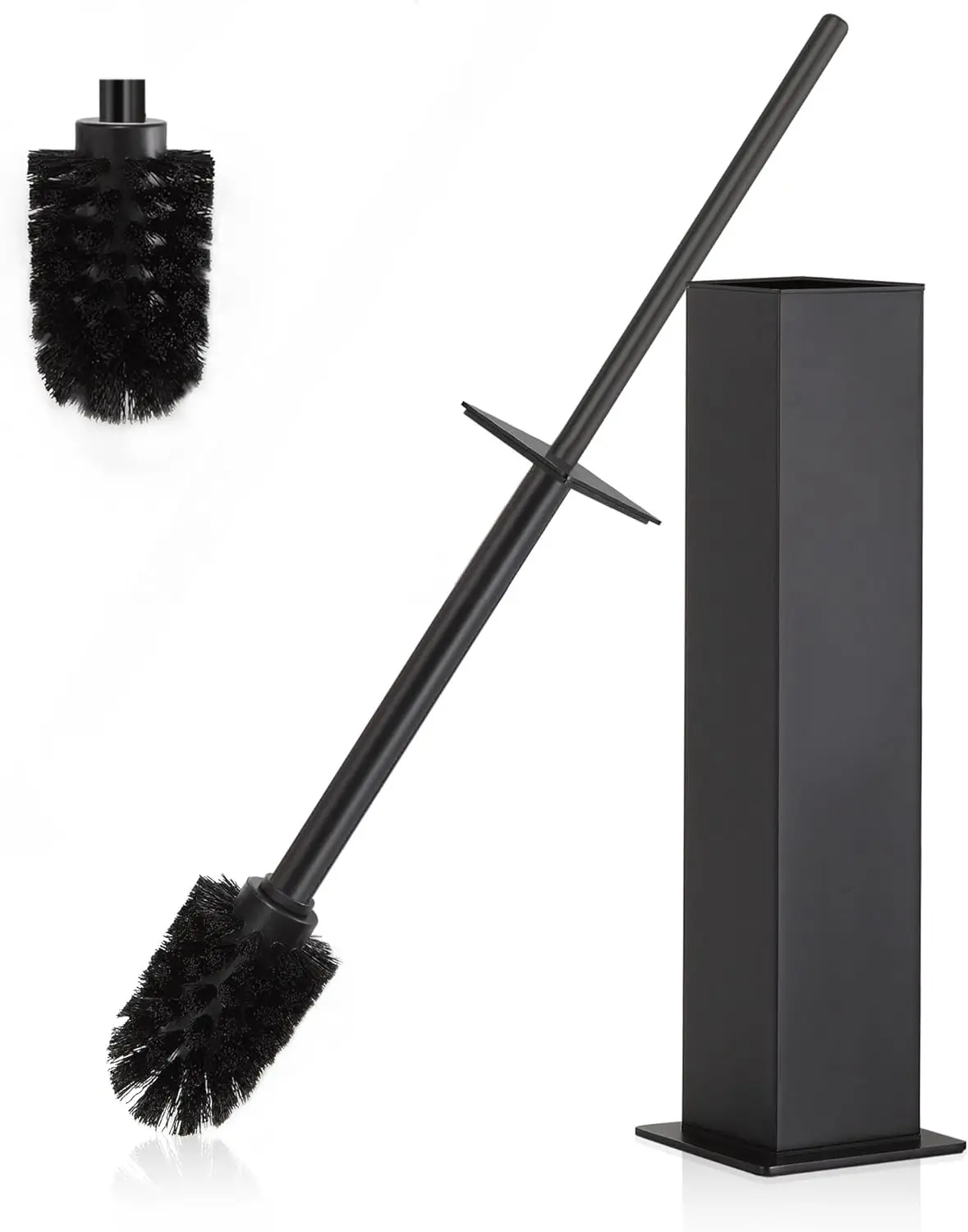

Toilet Brush and Holder Set Black StainlSteel 304 Square Freestanding Toilet Brush for Bathroom