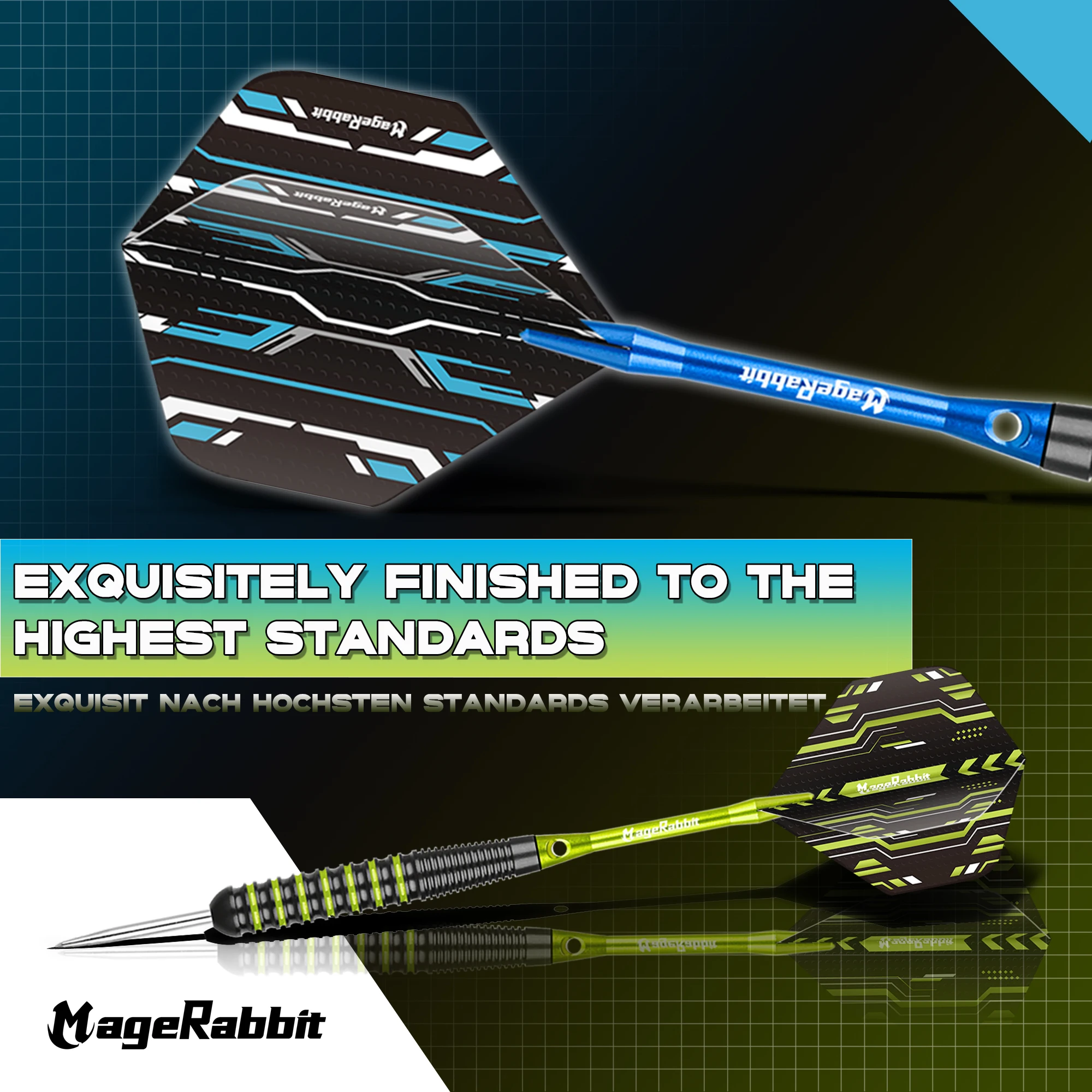 MageRabbit-Dardos Profissionais em Aço de Ferro, Premium Steel Dart Set, 2BA, 20g, 0,7 oz, 6pcs