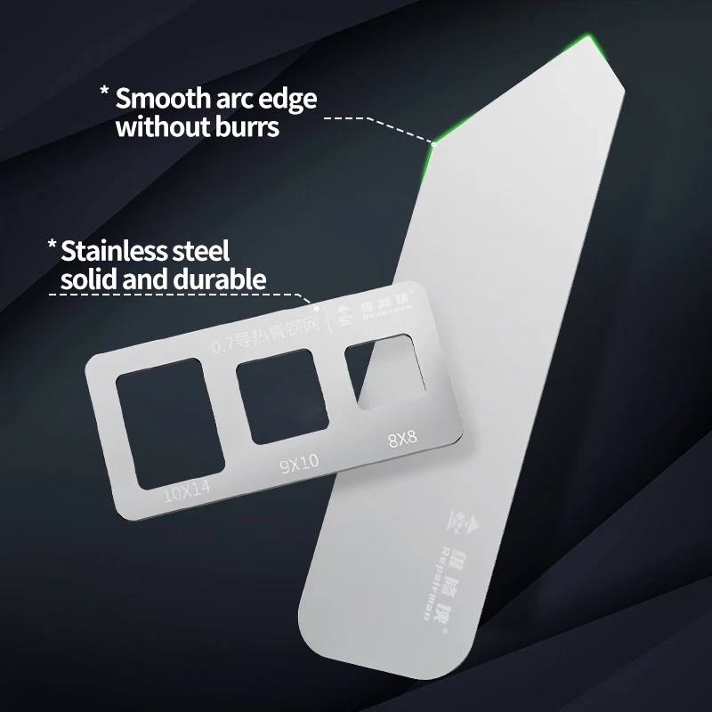 Qianli  Repairman Thermally Conductive Paste Stencils and Scrapers 0.5/0.6/0.7mm Stencil Thickness Precise Alignment Stainless S