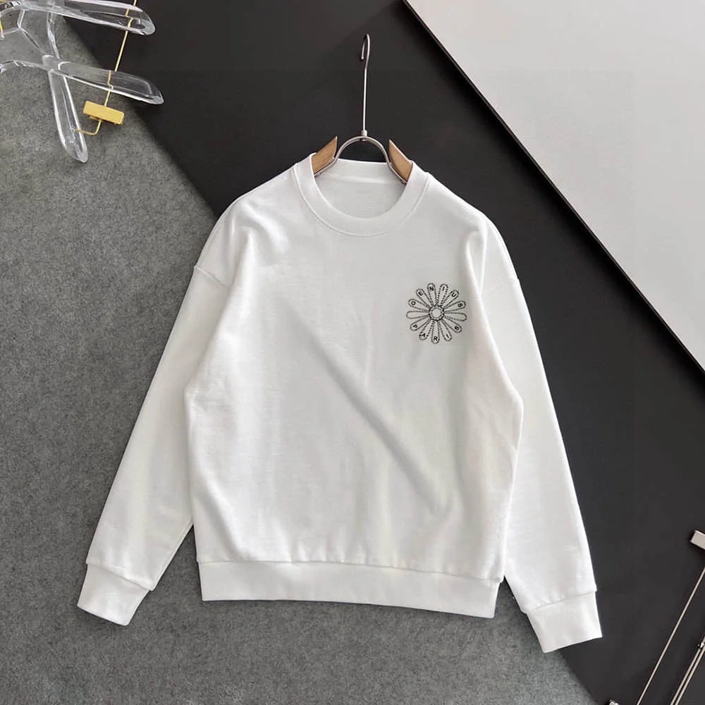 Mens Brand Sweatshirt with Subtle Daisy Embroidery Luxury Designer Brand Graphic y2k Stylish Urban Streetwear