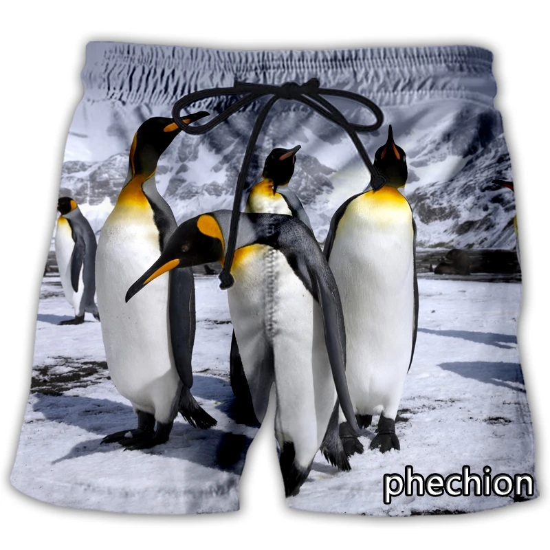 Phechion novo homem/mulher animal pinguim 3d impresso calções casuais moda streetwear masculino solto calções esportivos a279