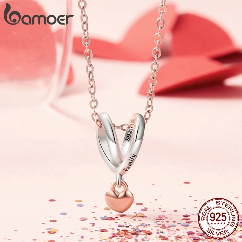 BAMOER Solid 925 Sterling Silver Heart Tassel Charm Bead fit Original Bracelet & Necklaces Jewelry DIY Hollow Charm SCC2962