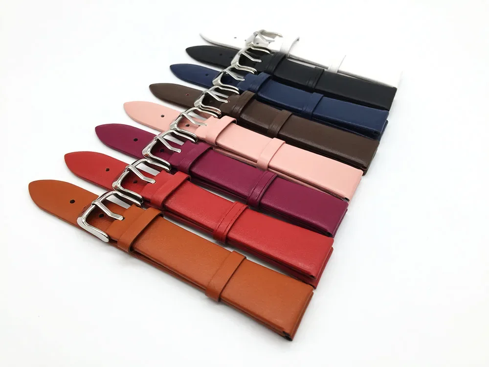 جلد العجل حزام ساعة اليد 12 مللي متر 14 مللي متر 16 مللي متر 18 مللي متر 20 مللي متر 22 مللي متر حزام ساعة جلد طبيعي مع مشبك دبوس فضي #5