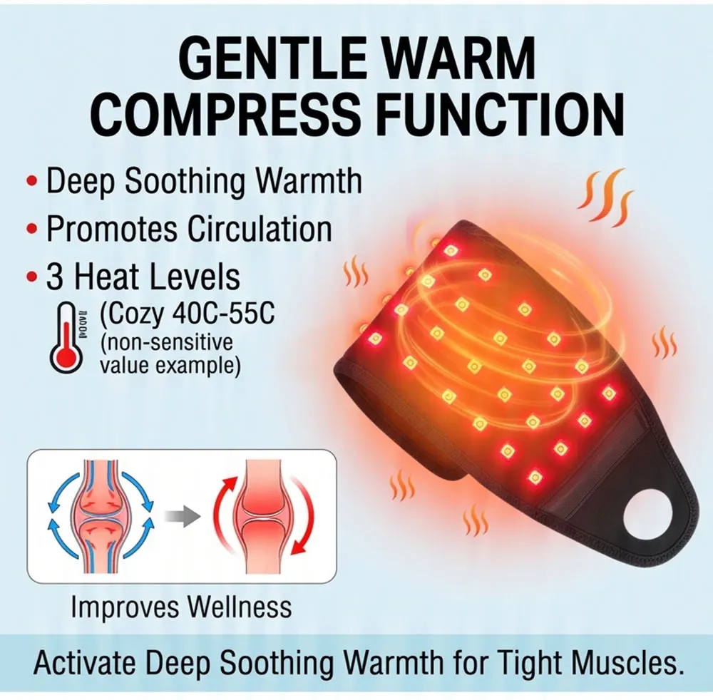 Electric Compress Hot Wrist Wrap 36/48 LEDs 3 Modes 660nm 850nm Infrared Wearable Joint Support Portable Hand Relaxation Brace