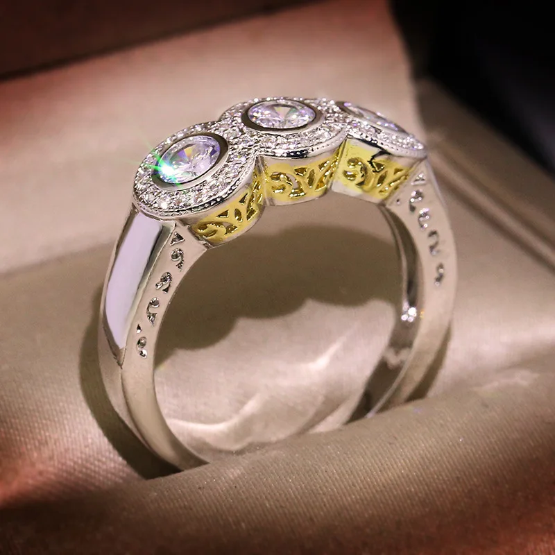 New Arrival S925 Silver Round Zircon Wedding Engagement Rings With Stone For Women Luxuri Design Fashion Jewellery Wholesale