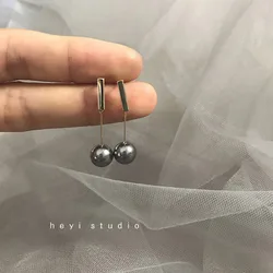 Real 925 Sterling Silver 14K Gold White Black Pearl Stud Earrings For Women Piercing Luxury Jewelry Wholesale