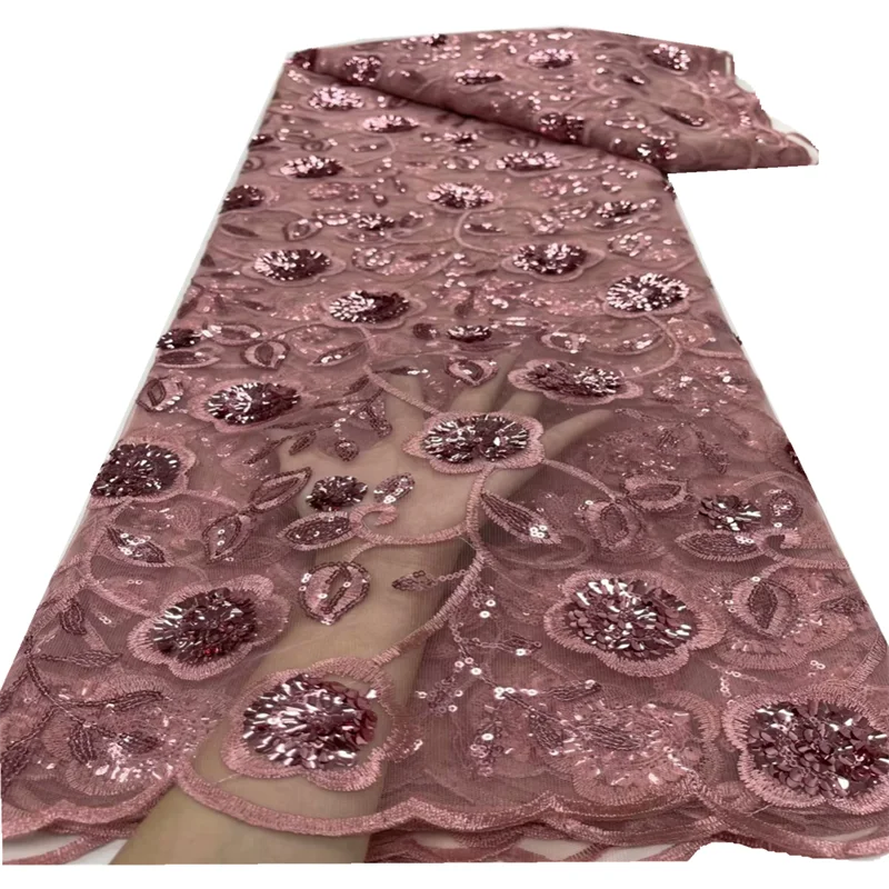 

African Sequins Lace Fabric Dresses for Woman 2023 Organza French sequins Lace Fabric for Sewing Bride Clothes Material FYU829
