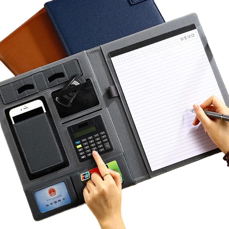 Multifunction A4 Leather Padfolio Folder Bag Document Holder Desk Organizer Executive Business Portfolio for Man & WomenOffice