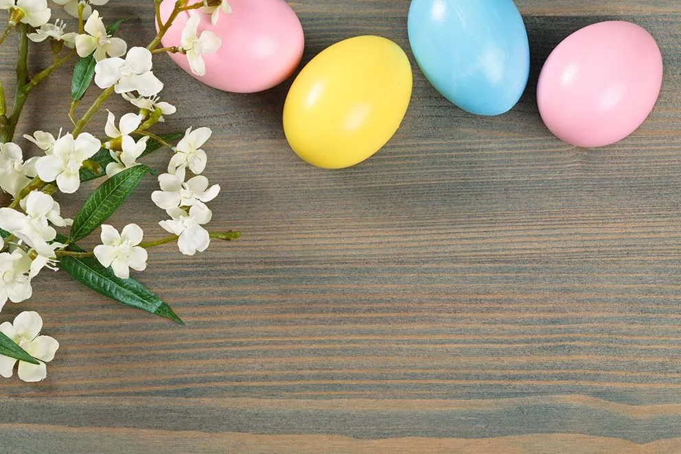 Happy Easter Colorful Eggs Wooden Boards Backgrounds Photographic Flowers Baby Shower Decor Banner Photo Studio Backdrops Props