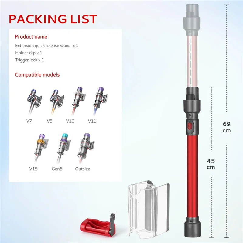 A83G-Ausziehbarer Stab für Dyson V7 V8 V10 V11 V15 Akku-Staubsauger, vielseitiger Stabstaubsauger-Ersatz -B