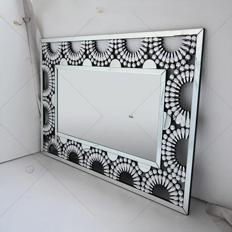 

American art carved mirror bathroom entrance mirror bathroom glass hanging fireplace wall decorative