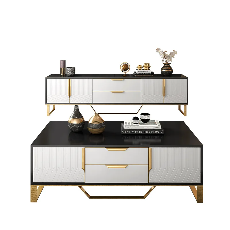 

Hong Kong-style light luxury coffee table combination size apartment floormodern simple living room coffee table TV cabinet