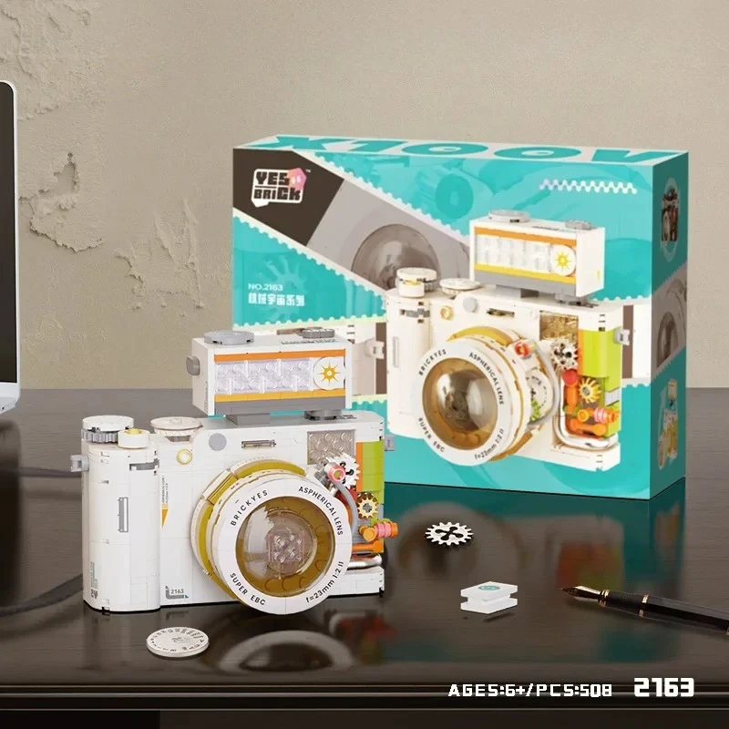 โมเดลกล้องวินเทจแบบตัวต่อบล็อก DIY ชิ้นส่วนประกอบ ของเล่นเสริมพัฒนาการเด็ก ของสะสมสำหรับผู้ใหญ่ ของขวัญเทศกาล