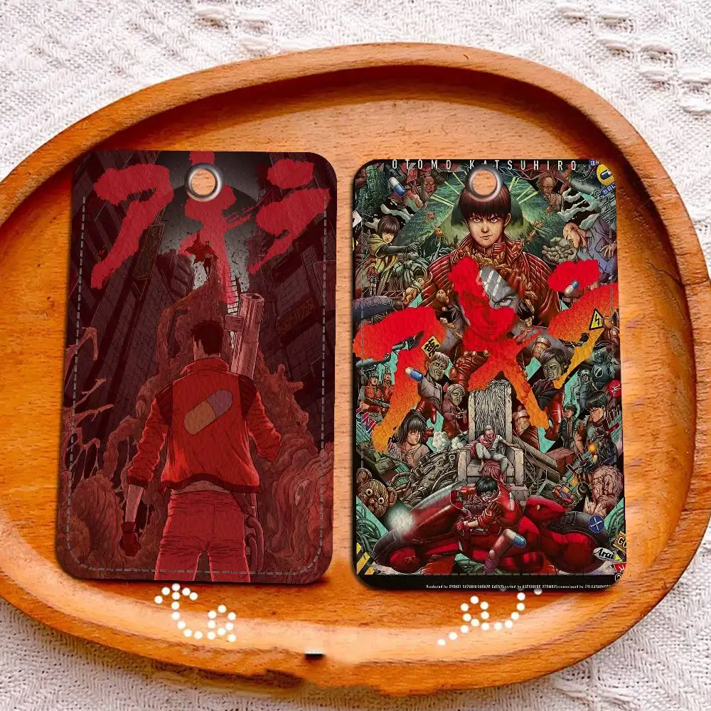 Akira Future Tokyo Sci-Fi Cartoon 1Pc Access Card Case Leather Card Holder Keychain Key Ring Door Access Tags ID Card