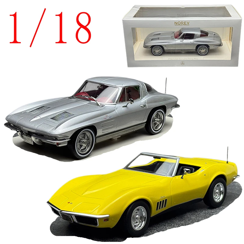 

NOREV Diecast 1/18 Scale Chavrolet Cabriolet Sports Car Model Alloy Chevrolet Corvette Sting Ray Replica Car Model Toy for Boy