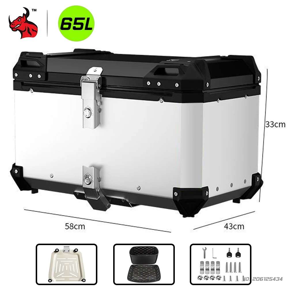 Universele Motorcycle Top Box Case 36L-65L Aluminium Bagage Staart Box Waterdichte Opslag Voor Scooter Motor Accessoires