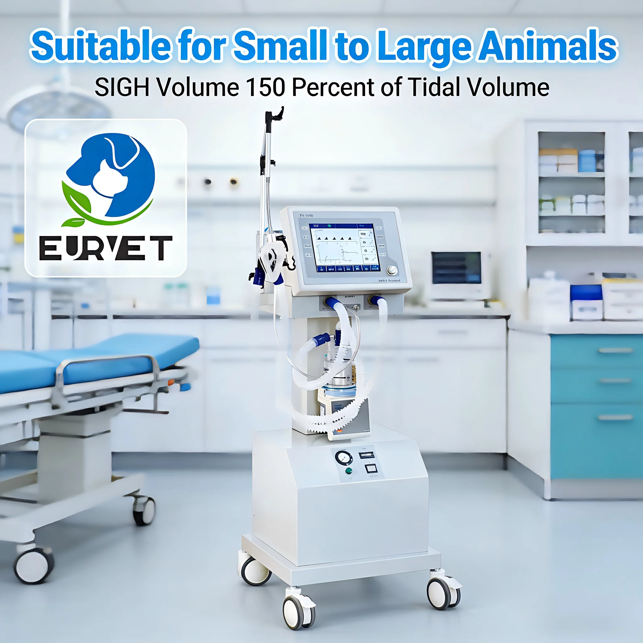 EURVET Veterinary Equipment Veterinary Ventilator System ICU Mechanical Respirator With SIGH Mode And PEEP Control