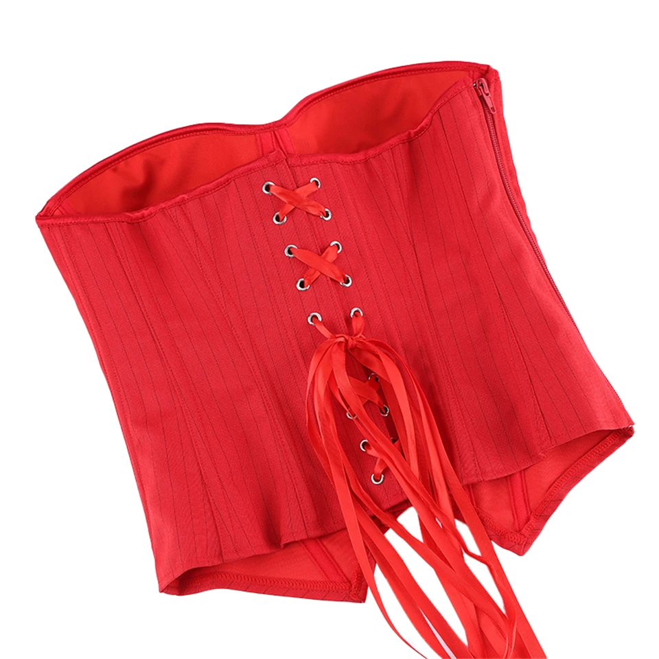 Becirzet Damen Overbust-Korsett mit Reißverschluss, gestreift, Schnür-Bustier, Taillenformer, Bauchkontrolle, Shapewear, Oberteil für Bürodamen – Detail 28