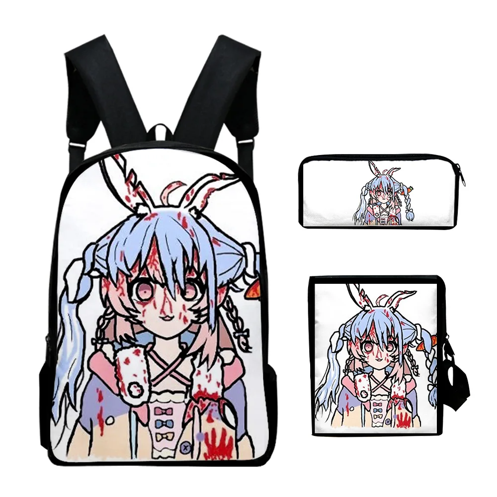 Hip Hop Jugendliche VTuber Pipkin Pippa 3D-Druck 3 teile/satz Student Reisetaschen Laptop Daypack Rucksack Umhängetasche Federmäppchen