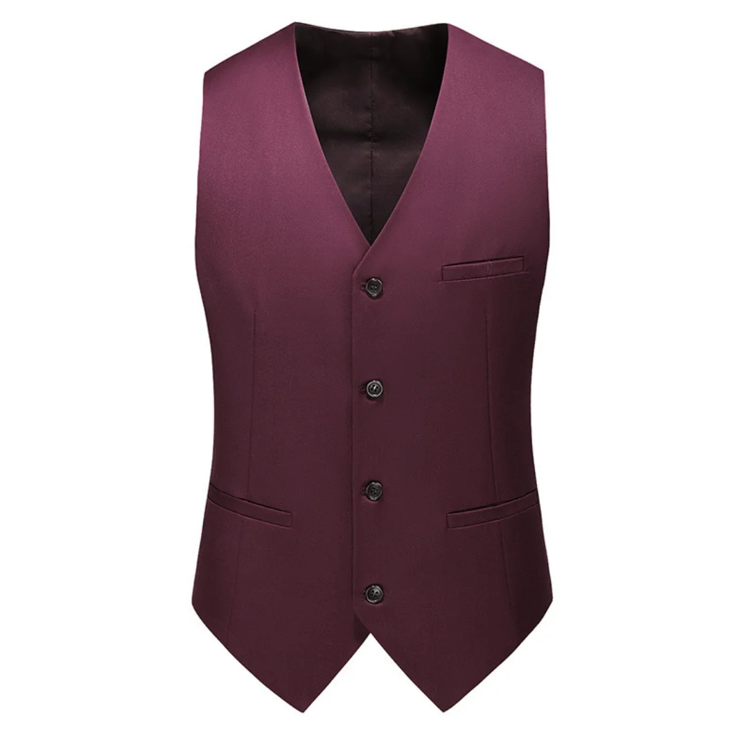 Costume Décontracté de Couleur Unie pour Homme, Gilet à la Mode