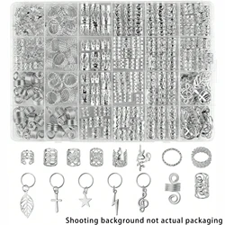 275pcs Hair Jewelry For Braids ,Gold and Silver Hair Alloy Pendants For Braid,Jewelry For Hair Dreadlock With Ring Cudds Charm D