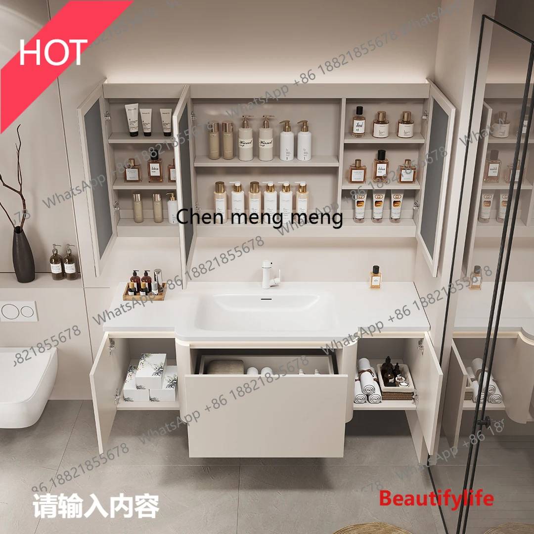 02A Corian integrated basin cream wind bathroom cabinet combination very narrow wash basin toilet washstand
