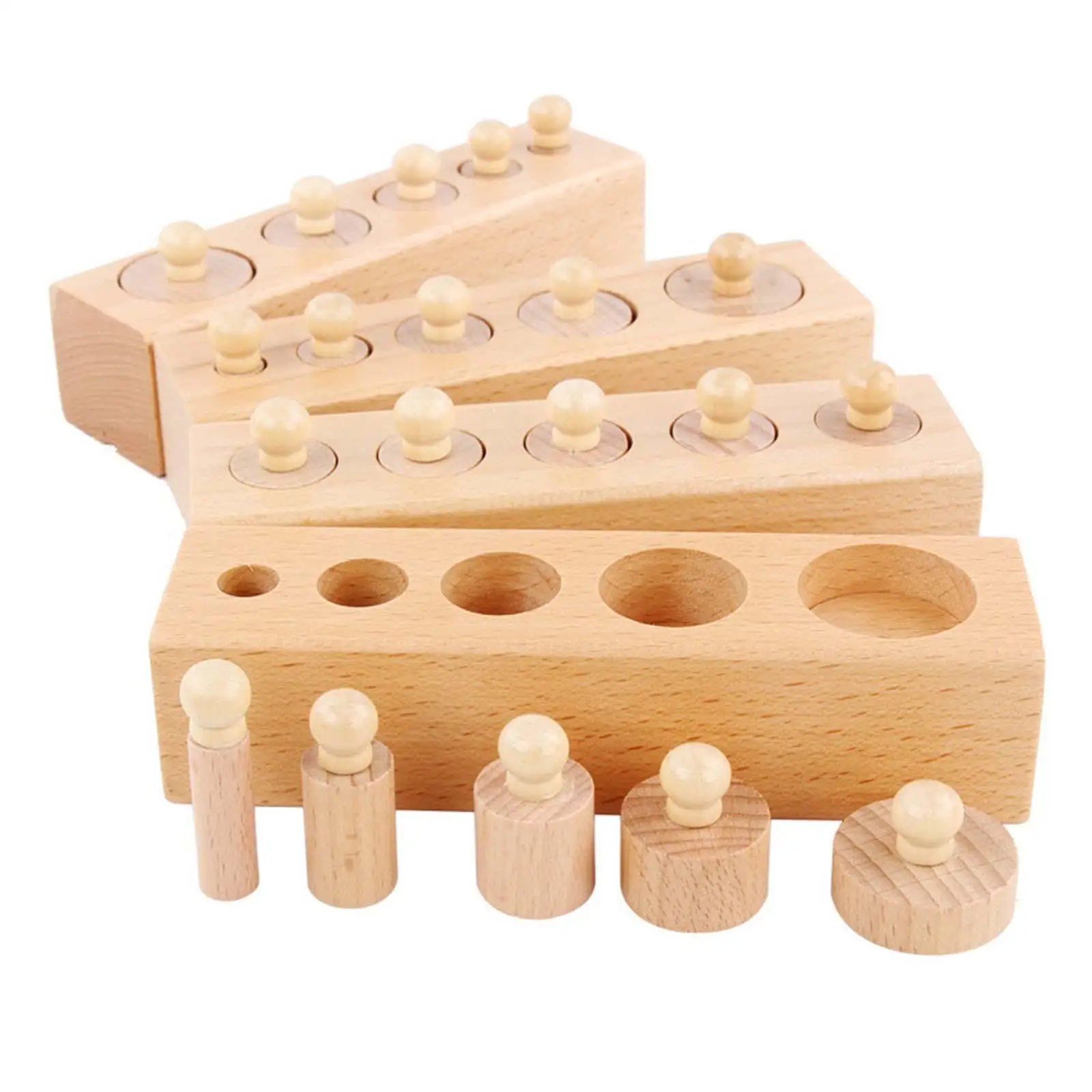 4x Cylinder Socket Toy Puzzle Coordination Problem Solving Montessori Knobbed Cylinders for Preschool Toys School Home Toddlers