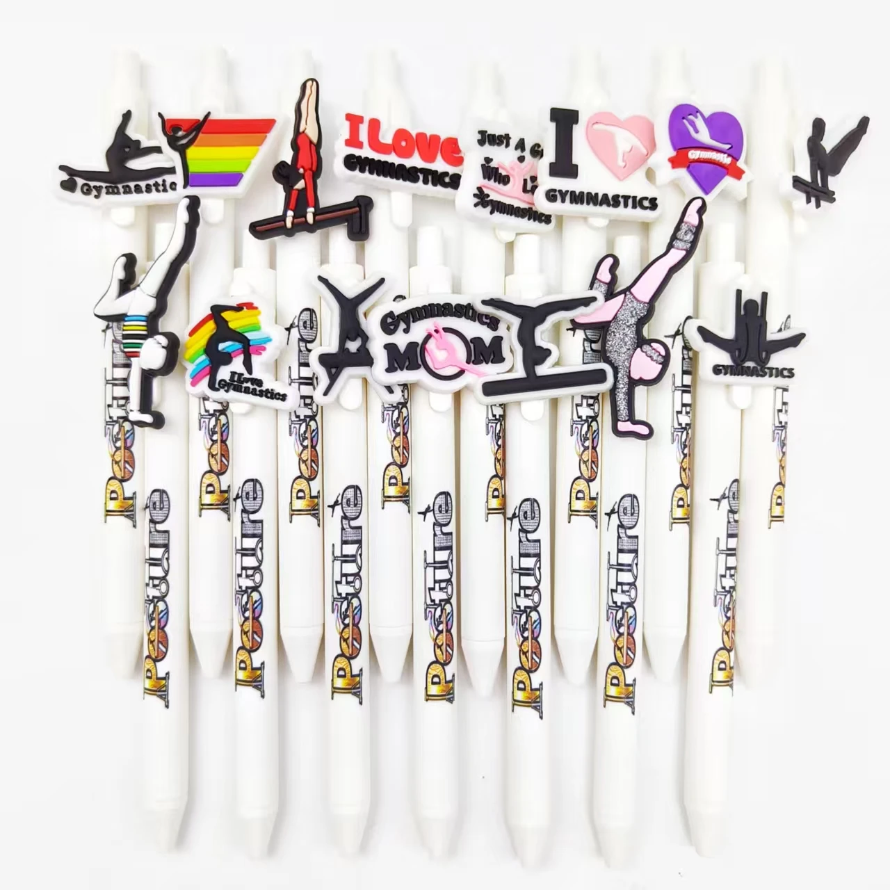 7pcs/13pcs gymnastics sports-shaped patch ballpoint pen white series sports-themed printed gel pen