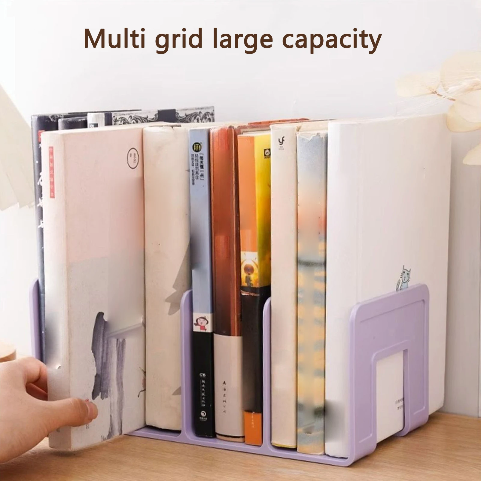 Multi-function Desktop Storage Rack Macaron Color Plastic Folder Bookshelf School Office Book Notebook Holder Organizer Supplies view 2