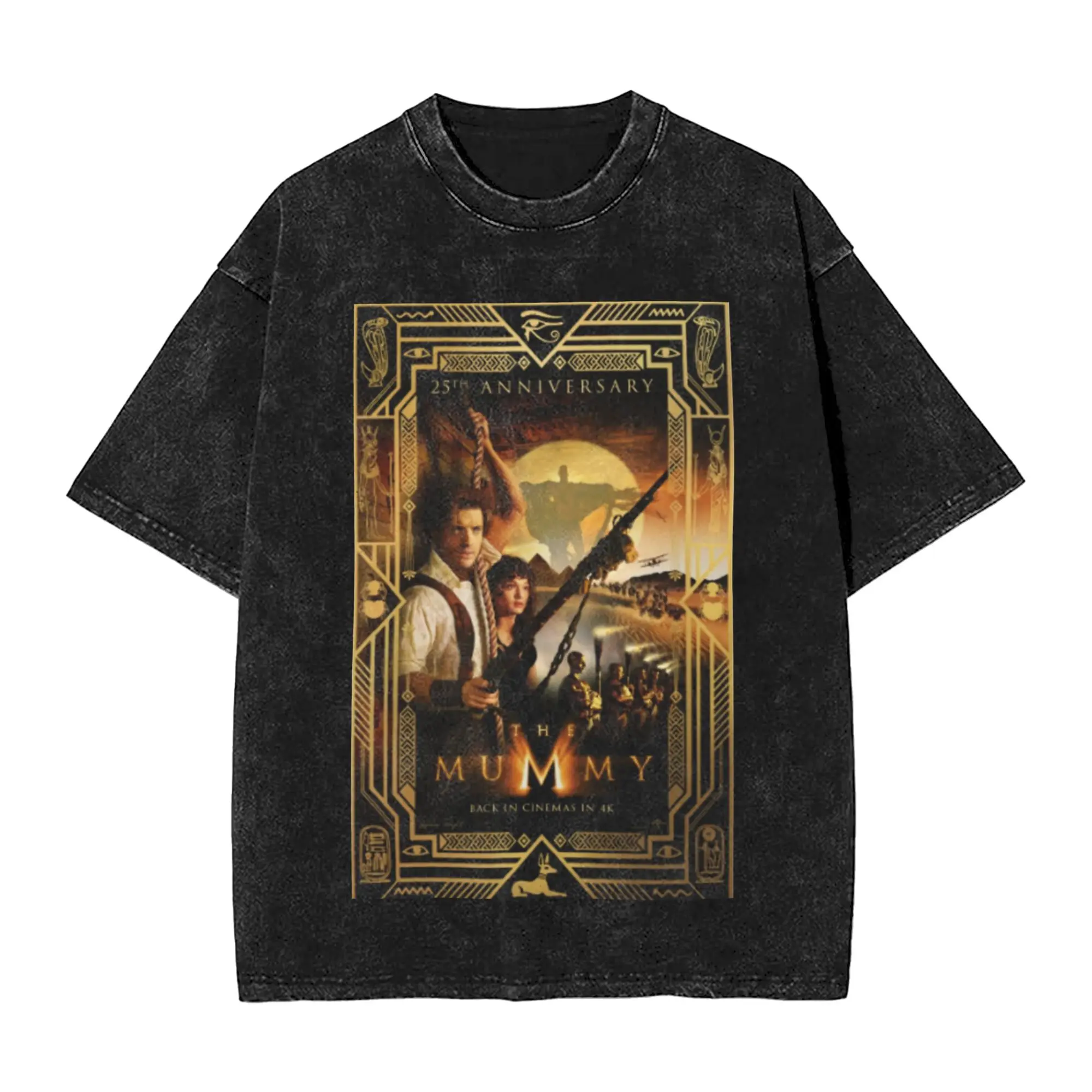 The Mummy 25th Anniversary Vintage Washed T Shirts  Pure Cotton Clothes Vintage Short Sleeve Round Neck Tee Shirt Summer T-Shirt