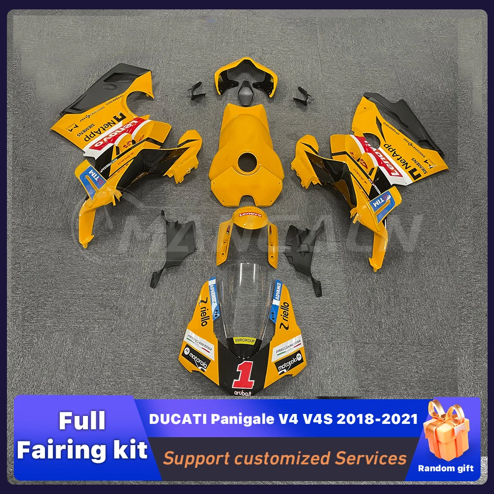 

Fit for DUCATI Panigale V4 V4S 2018-2021 new ABS Fairing motorcycle Kit Body kit Full Set car shell protector yellow Custom