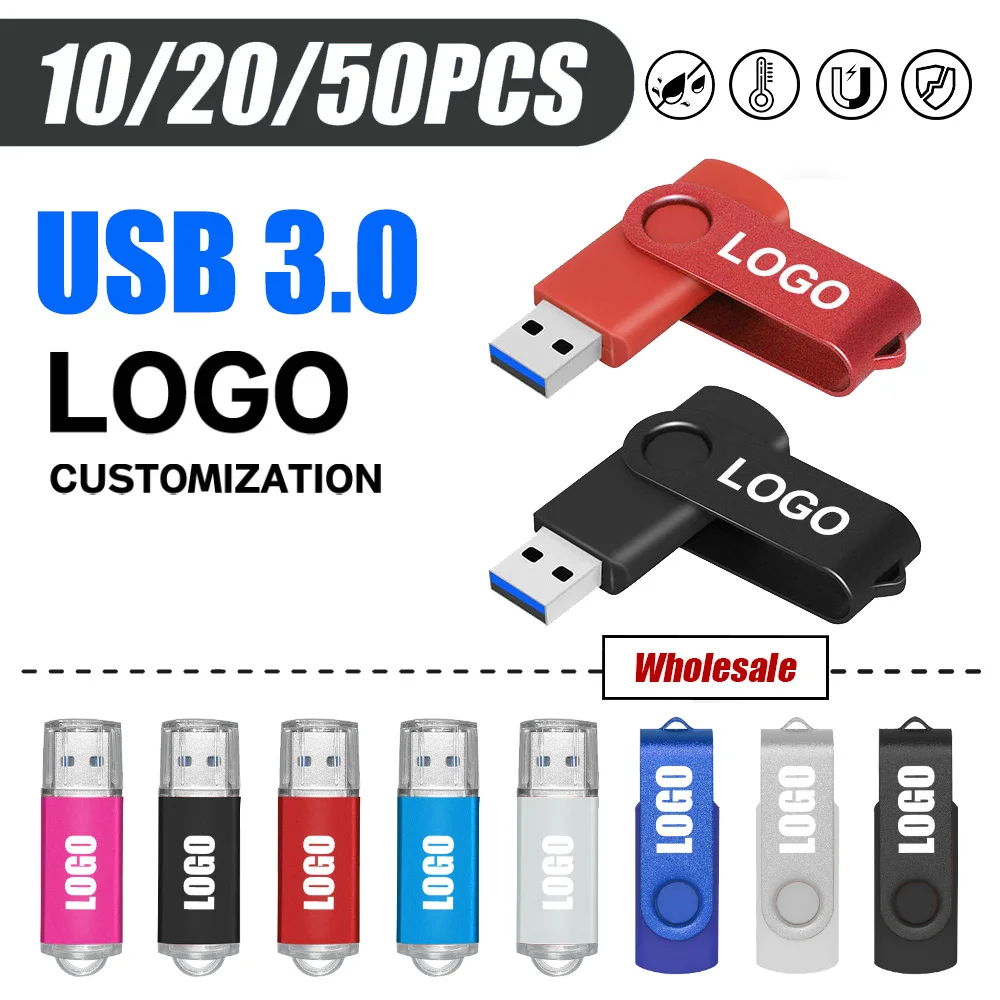 10/20/50PCS/lots USB 3.0 Flash Drive Pen Drive 8GB 16GB Pendrive Memory Stick 32GB 64GB CLE USB Stick Free Custom memorias usb