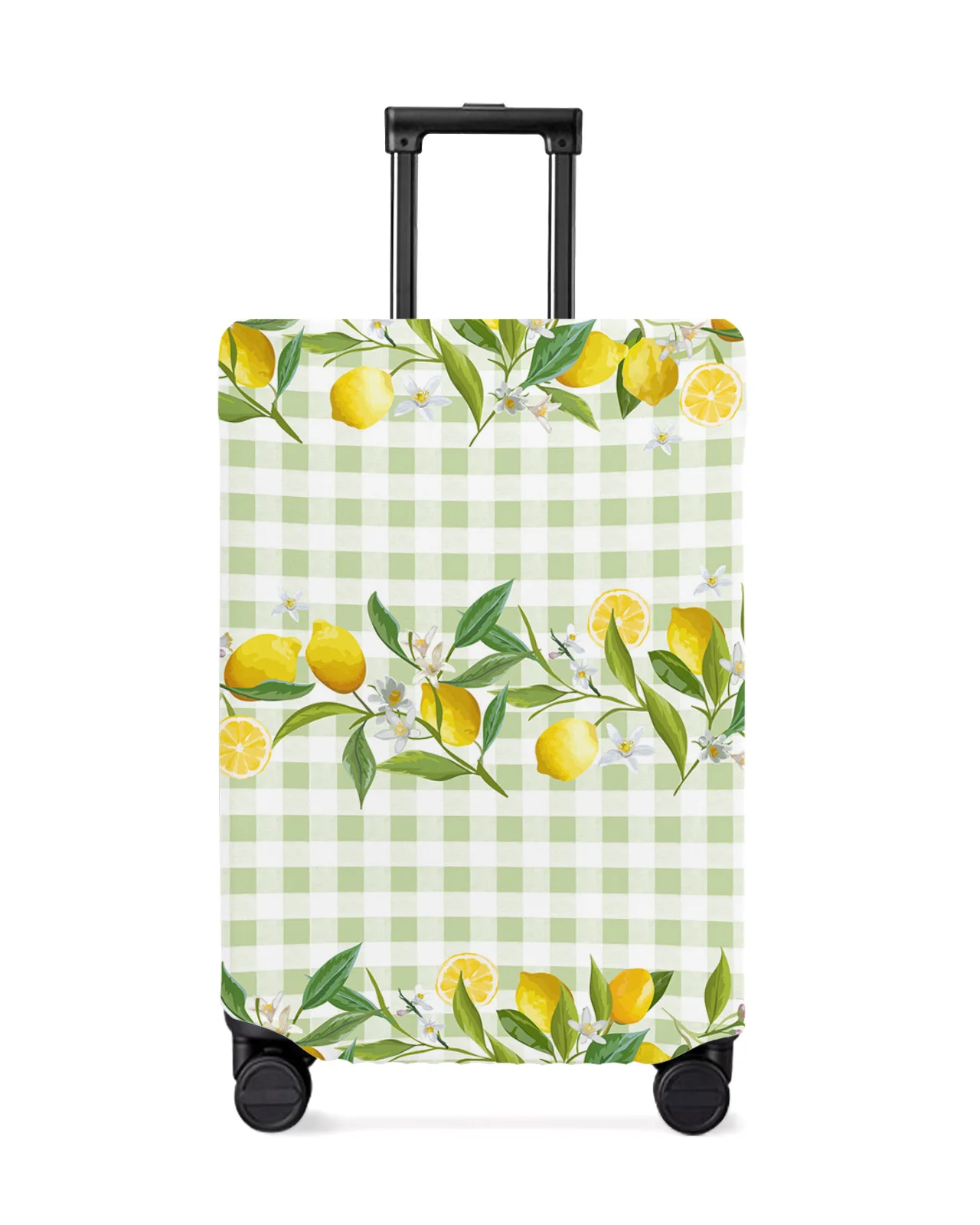 

Lemon Plaid Green Luggage Cover Stretch Suitcase Protector Baggage Dust Case Cover for 18-32 Inch Suitcase Case Travel Organizer