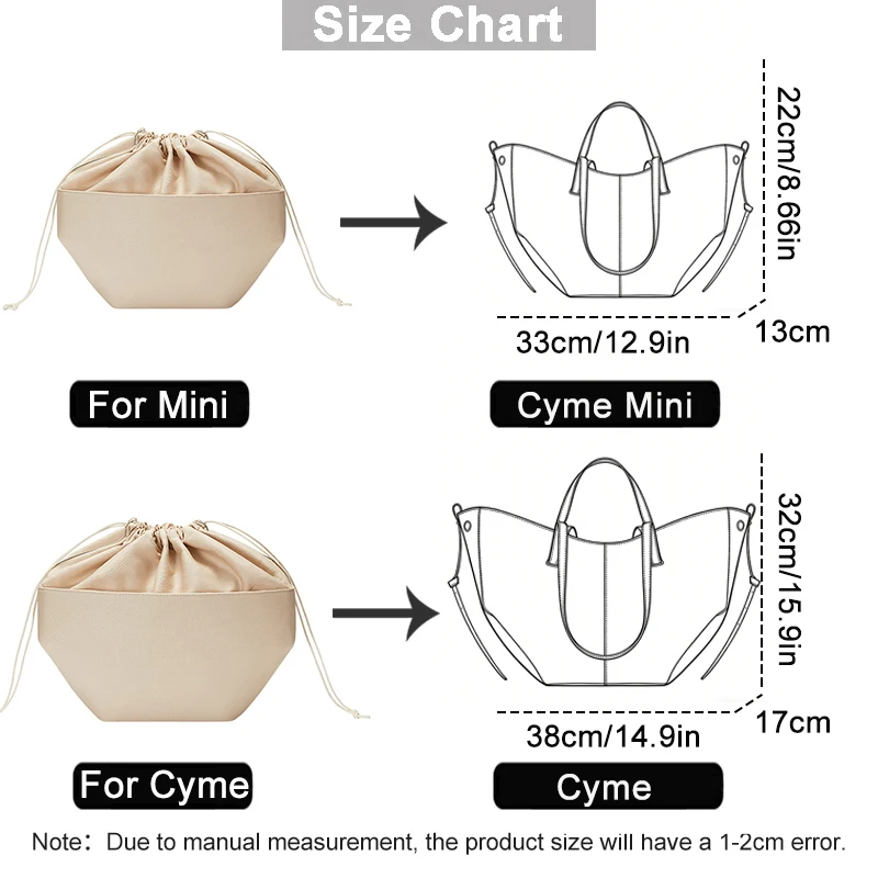 EverToner Velvet Insert Bag For Cyme Mini & Standard Anti-Collapse Organizer Shape Keeper