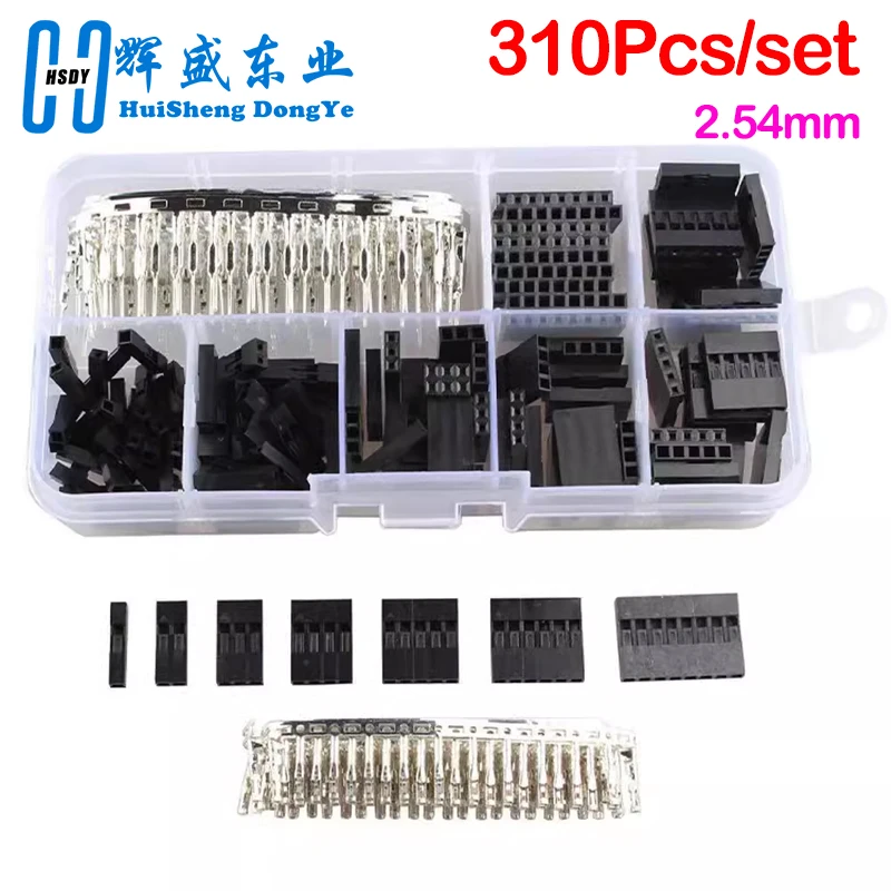 310 sztuk/zestaw 2.54mm męski + żeński Dupont przewód mostkujący kabel 1/2/3/4/5/6/8 Pin Header obudowa złącza elektroniczny zestaw do samodzielnego montażu