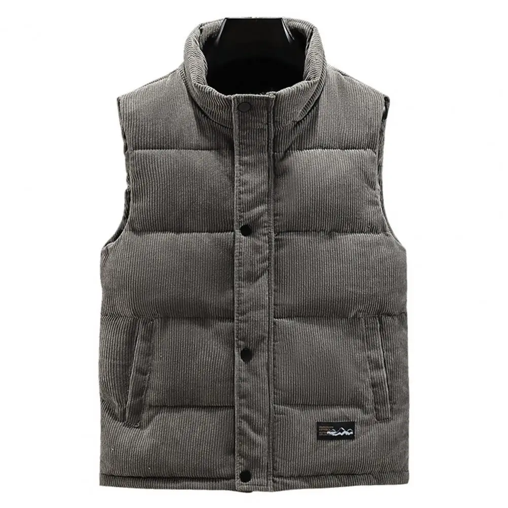 

Men Sleeveless Jacket Windproof Warm Men's Vest Coat with Stand Collar Thickened Padded Sleeveless Design for Fall