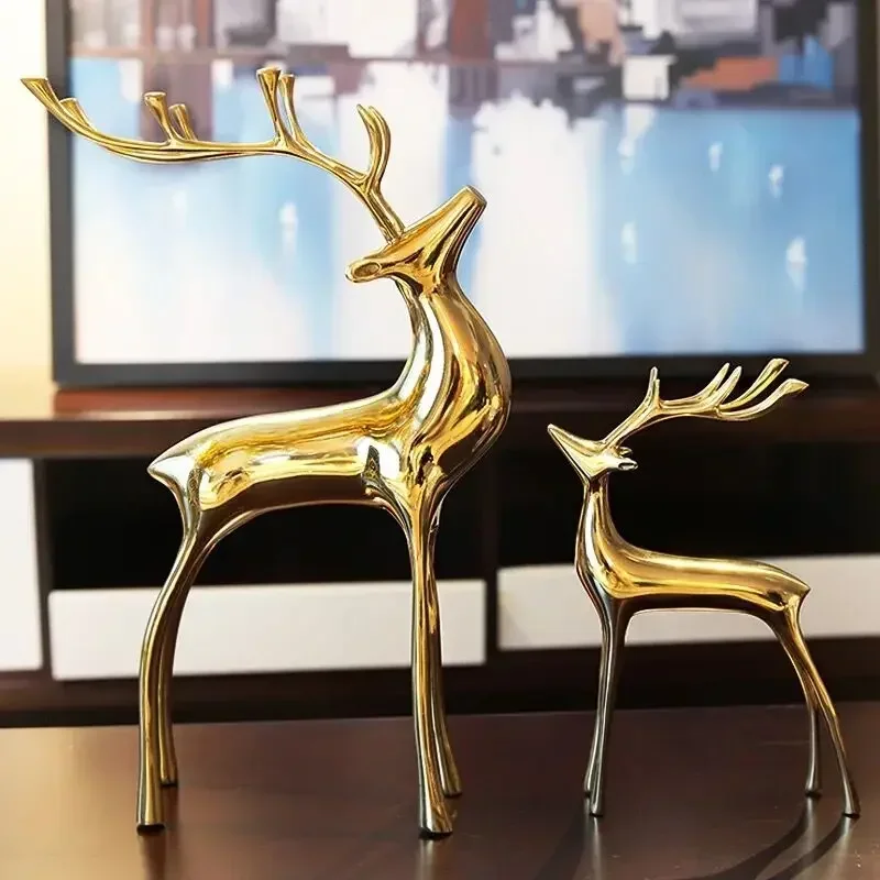 

New High Quality Pure Copper Fortune Deer Ornament Light Luxury Brass Decoration Gift on Parties Birthdays Holidays Living Room