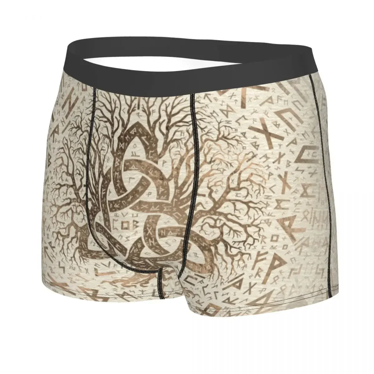 Novelty Tree Of Life With Triquetra Futhark Pastel Gold Boxers Shorts Panties Underpants Norse Yggdrasil Briefs Underwear