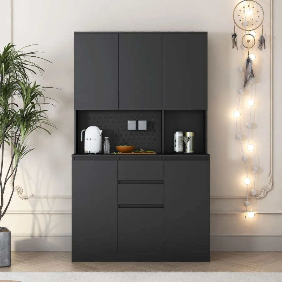

74 Freestanding Kitchen Pantry Cabinet Cupboard with 6 Doors 3 Shelves and 2 Drawer Versatile Wardrobe Kitchen Cabinet Craft St